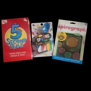 🎄3 Game Bundle. All New In Box And Unopened. Spoons, 5 Sec Rule& A Spirograph